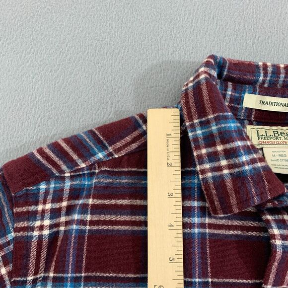 L.L Bean Button Shirt Mens Medium Chamois Cloth Flannel Traditional Fit Plaid - Picture 7 of 15